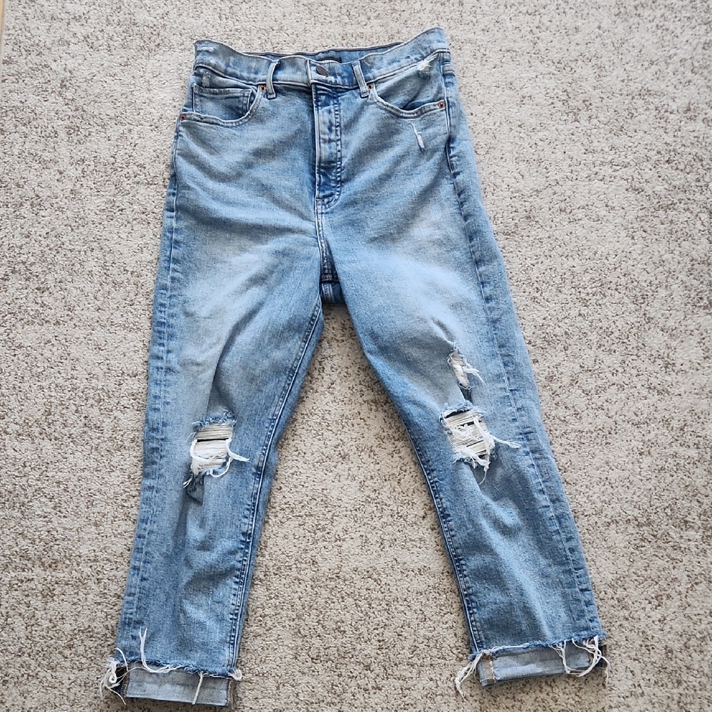 Women's Ripped Jeans - Super High Rise "Mom Jeans"
